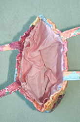 Interior Pink, Peach, Yellow Ellen Originals' Quilted Knitting Bag