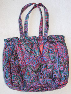 Exterior Blue & Purple Paisley Ellen Originals' Quilted Knitting Bag