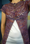 Tappan Zee knitted cardigan sweater free knitting pattern; Malabrigo Silky Merino Yarn, color 850 archangel