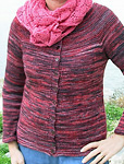 knitted cardigan sweater; Malabrigo Silky Merino Yarn, color 869 cumparsita