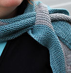 hand knit two-color garter stitch scarf;