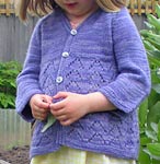 handknit child's cardigan; Malabrigo Silky Merino Yarn color 414 london sky