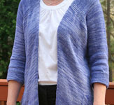 handknit cardigan sweater; Malabrigo Silky Merino Yarn color 414 london sky