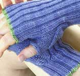 handknit fingerless mittens, gloves; Malabrigo Silky Merino Yarn color 414 london sky