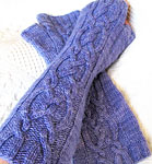 handknit cabled fingerless gloves, mittens; Malabrigo Silky Merino Yarn color 414 london sky