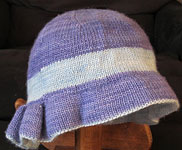 handknit bucket hat; Malabrigo Silky Merino Yarn color 414 london sky