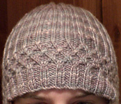 knitted hat, cap; Malabrigo Silky Merino Yarn, color 425 madre perla