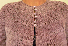 knitted wrap cardigan; Malabrigo Silky Merino Yarn, color 425 madre perla