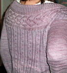 ballet neck sweater; Malabrigo Silky Merino Yarn, color 425 madre perla