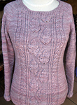 knitted pullover sweater; Malabrigo Silky Merino Yarn, color 425 madre perla