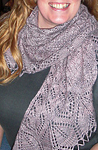 knitted lacey scarf; Malabrigo Silky Merino Yarn, color 425 madre perla