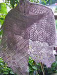 knitted lacey wrap, shawl; Malabrigo Silky Merino Yarn, color 425 madre perla