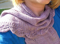 knitted scalloped kerchief, scarf; Malabrigo Silky Merino Yarn, color 425 madre perla