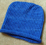 knitted cap, hat; Malabrigo Silky Merino Yarn, color 415 matisse blue