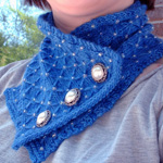 knitted neckwarmer; Malabrigo Silky Merino Yarn, color 415 matisse blue