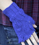 knitted fingerless glove, mitten; Malabrigo Silky Merino Yarn, color 415 matisse blue