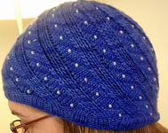 beaded cloche, hat; Malabrigo Silky Merino Yarn, color 415 matisse blue