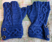 Knitted fingerless mittens, gloves; Malabrigo Silky Merino Yarn, color 415 matisse blue