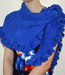 Ruffled wrap, ruffled scarf, Malabrigo Silky Merino Yarn, color 415 matisse blue