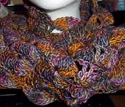 crocheted scarf; Malabrigo Silky Merino Yarn color piedras 862