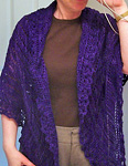 knited open work sweater; Malabrigo Silky Merino Yarn, color 30 purple mystery