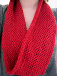knitted cowl neck scarf; Malabrigo Silky Merino Yarn, color 611 ravelry red