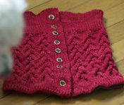 knitted cowl; Malabrigo Silky Merino Yarn, color 611 ravelry red