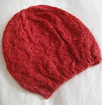 knitted cap; Malabrigo Silky Merino Yarn, color 611 ravelry red