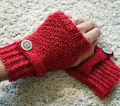knitted fingerless mittens; Malabrigo Silky Merino Yarn, color 611 ravelry red