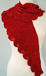 Knitted Ruffled scarf; Malabrigo Silky Merino Yarn, color 611 ravelry red