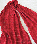 knitted lacey scarf; Malabrigo Silky Merino Yarn, color 611 ravelry red