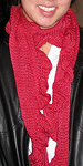 knitted ruffle scarf; Malabrigo Silky Merino Yarn, color 611 ravelry red