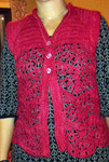 Knitted Crocheted Vest; Malabrigo Silky Merino Yarn, color 611 ravelry red
