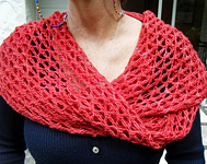 knitted mobius strip wrap; Malabrigo Silky Merino Yarn, color 611 ravelry red