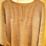 handknit pullover crewneck sweater; Malabrigo Silky Merino Yarn color 431 tatami