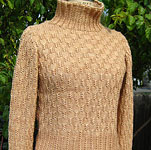 handknit pullover turtleneck sweater; Malabrigo Silky Merino Yarn color 431 tatami