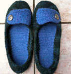 handknit felted slippers; Malabrigo Worsted Merino Yarn color VAA #51