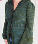 handknit hooded cardigan; Malabrigo Worsted Merino Yarn color VAA #51