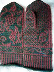 handknit gloves, mittens; Malabrigo Worsted Merino Yarn color VAA #51