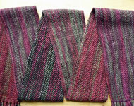 woven scarf; Malabrigo Worsted Yarn, color 41 burgundy