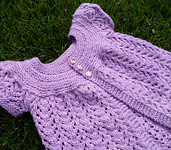 baby sweater; Malabrigo Worsted Merino Yarn, color orchid 34