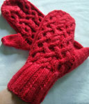 Malabrigo Worsted Merino Yarn, color ravelry red #611, mittens
