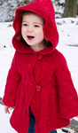 Malabrigo Worsted Merino Yarn, color ravelry red #611,  child's hooded sweater