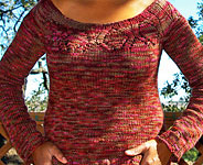 handknit pullover  lowneck sweater; Malabrigo Merino Worsted Yarn color stonechat