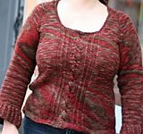 handknit cabled pullover low neck sweater;