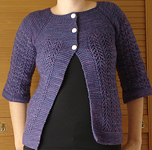Malabrgo Merino Worsted yarn, color violetas 68, short-sleeved cardigan