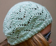 Lace hat, cap; Malabrgo Merino Worsted yarn, color 83 water green