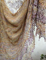 Lacey scarf/shawl pattern hand knit with Malabrigo Silkpaca colors arco iris and piedras