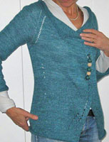 Hand knit pullover sweater pattern with Malabrigo Silkpaca color teal feather