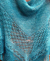 Malabrigo Alpaca & Silk Silkpaca Yarn color teal feather lace knit scarf/shawl